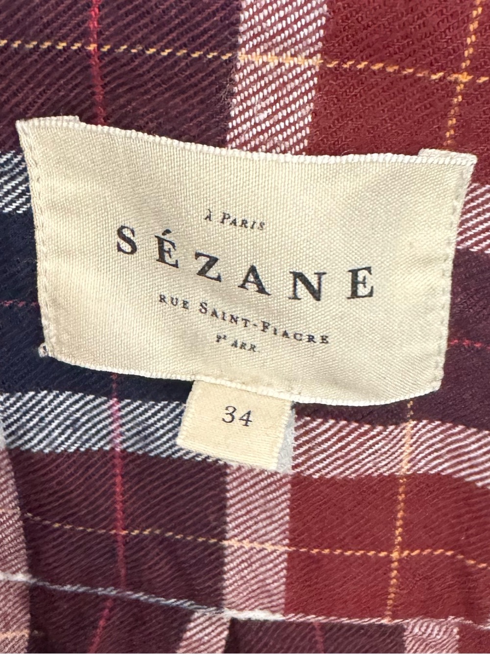 Sézane Max Shirt• Hastings Check Pattern• Size 34/ US 2/ XS - Picture 5 of 9